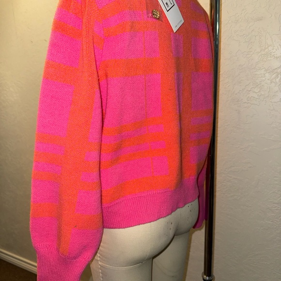 Bright Pink & Orange Color Block Cardigan - Picture 3 of 3